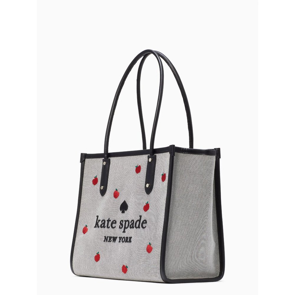 Kate Spade Ella Large Orchard Toss Embroidered Shoulder Bag with Zipper - Picture 2 of 4